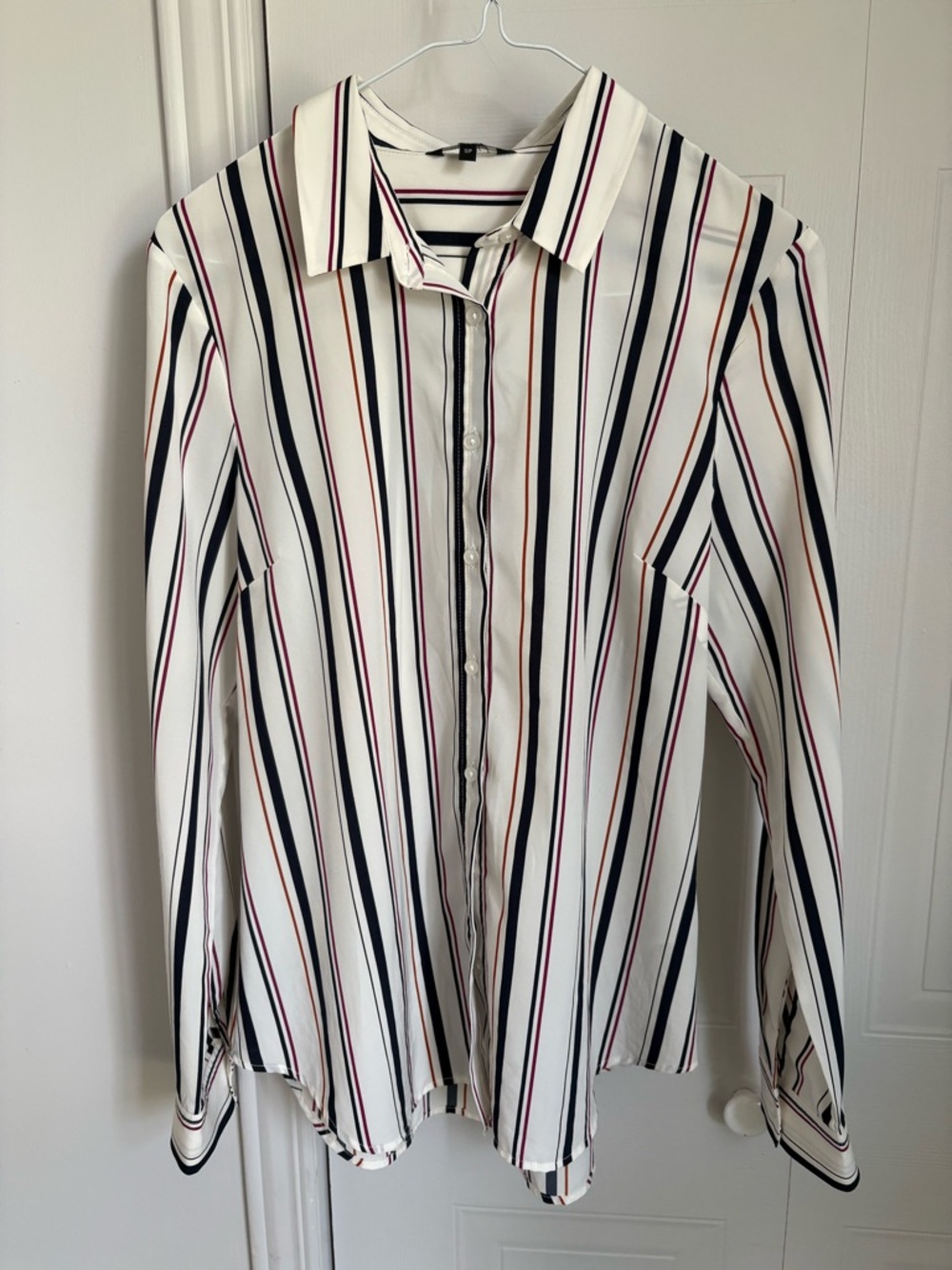 RW&CO. Button-Up Blouse with Navy and Red Stripes